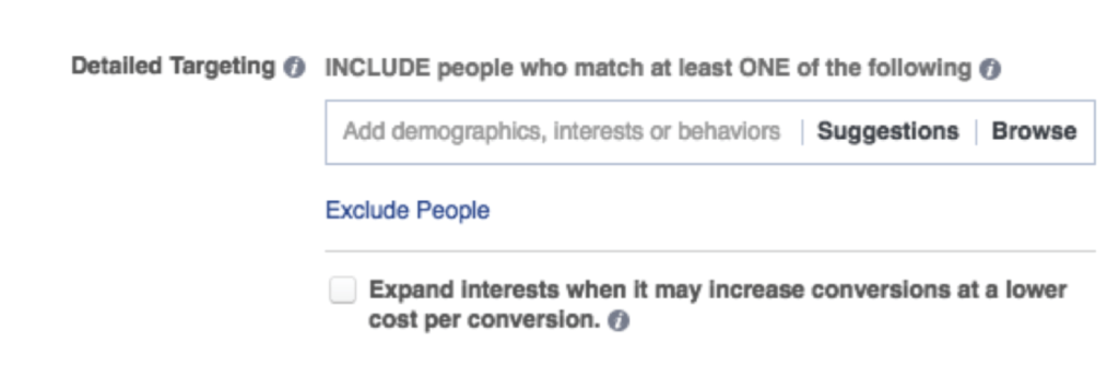 a look at Facebook's expanded interest targeting menu